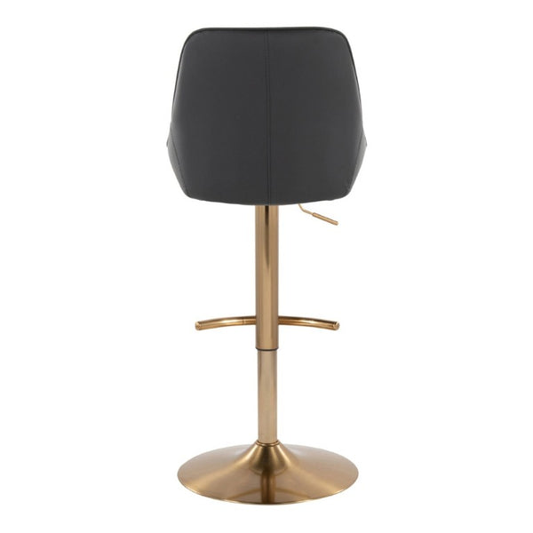 English Elm Contemporary Glam Adjustable Barstool Set Gold Metal Base Swivel Faux Leather Seat B202S02320