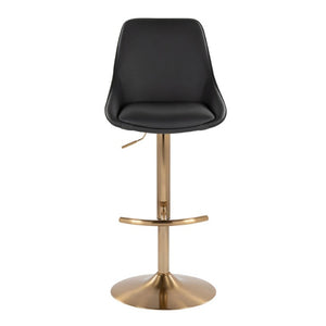 English Elm Contemporary Glam Adjustable Barstool Set Gold Metal Base Swivel Faux Leather Seat B202S02320