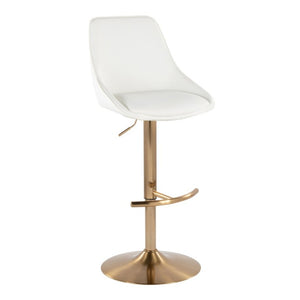 English Elm Contemporary Swivel Barstools with Gold Base and White Faux Leather Set of 2 White B202S02321