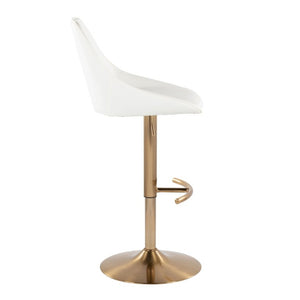 English Elm Contemporary Swivel Barstools with Gold Base and White Faux Leather Set of 2 White B202S02321