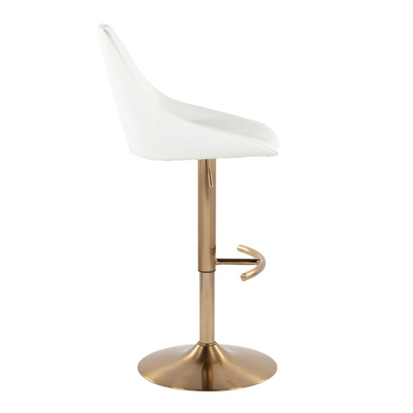 English Elm Contemporary Swivel Barstools with Gold Base and White Faux Leather Set of 2 White B202S02321
