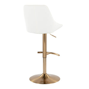 English Elm Contemporary Swivel Barstools with Gold Base and White Faux Leather Set of 2 White B202S02321