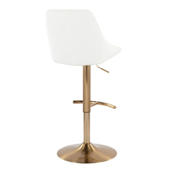 English Elm Contemporary Swivel Barstools with Gold Base and White Faux Leather Set of 2 White B202S02321