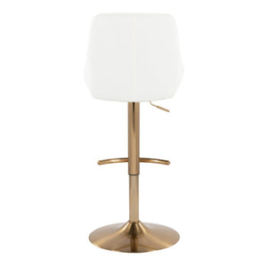 English Elm Contemporary Swivel Barstools with Gold Base and White Faux Leather Set of 2 White B202S02321