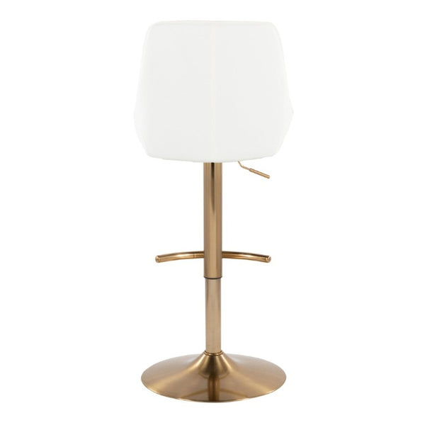 English Elm Contemporary Swivel Barstools with Gold Base and White Faux Leather Set of 2 White B202S02321