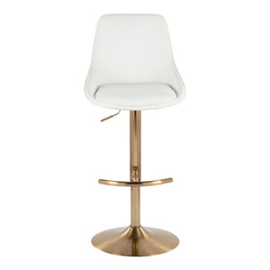 English Elm Contemporary Swivel Barstools with Gold Base and White Faux Leather Set of 2 White B202S02321