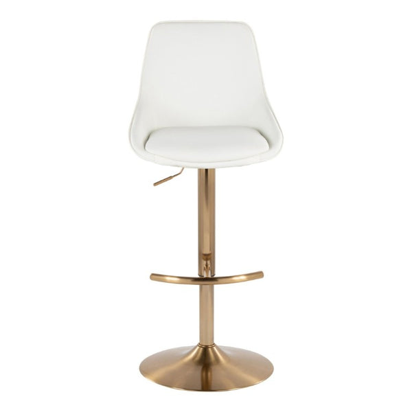 English Elm Contemporary Swivel Barstools with Gold Base and White Faux Leather Set of 2 White B202S02321