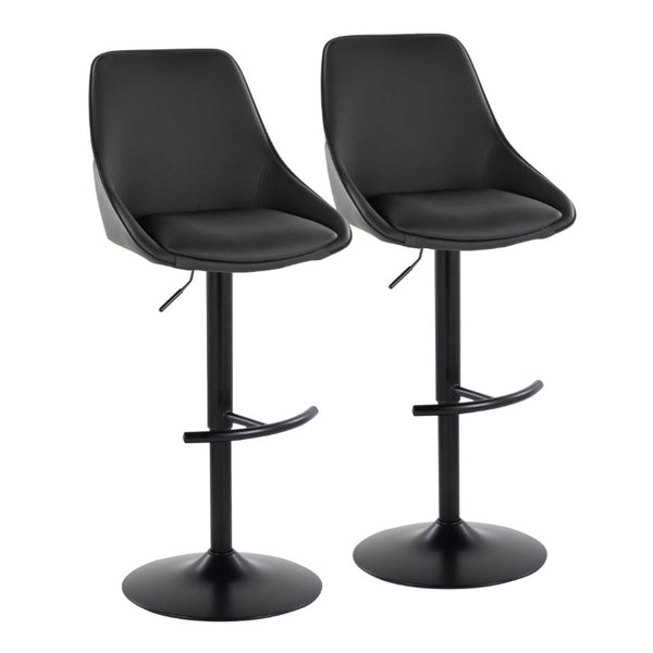 English Elm Contemporary Swivel Barstools with Gold Base and White Faux Leather Set of 2 Black - Black Metal B202S02322