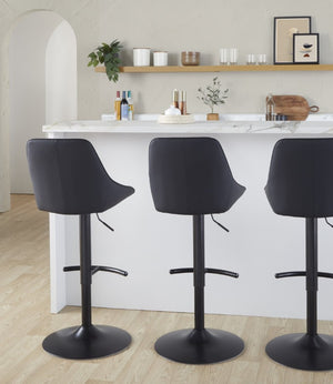 English Elm Contemporary Swivel Barstools with Gold Base and White Faux Leather Set of 2 Black - Black Metal B202S02322