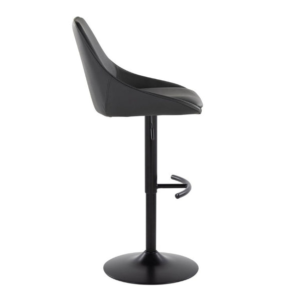 English Elm Contemporary Swivel Barstools with Gold Base and White Faux Leather Set of 2 Black - Black Metal B202S02322