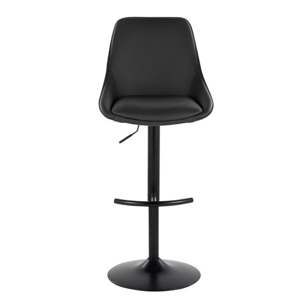 English Elm Contemporary Swivel Barstools with Gold Base and White Faux Leather Set of 2 Black - Black Metal B202S02322