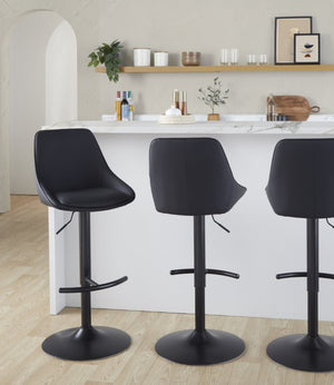 English Elm Contemporary Swivel Barstools with Gold Base and White Faux Leather Set of 2 Black - Black Metal B202S02322