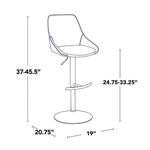 English Elm Contemporary Swivel Barstool Set of 2 White PU Faux Leather Adjustable Metal Frame Black B202S02323