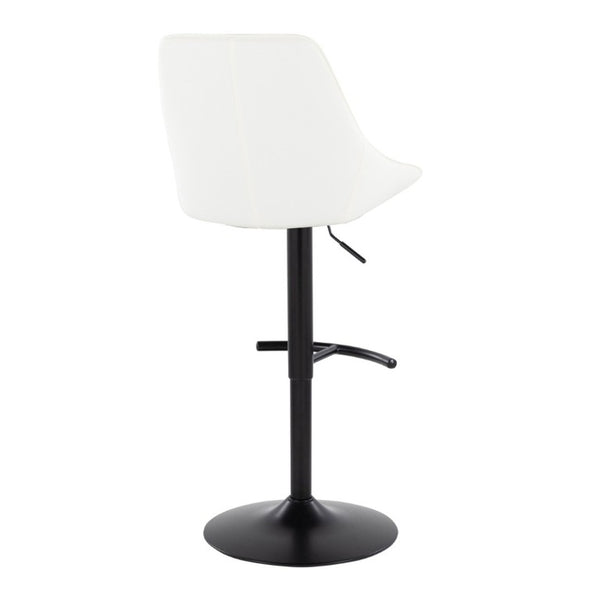 English Elm Contemporary Swivel Barstool Set of 2 White PU Faux Leather Adjustable Metal Frame Black B202S02323