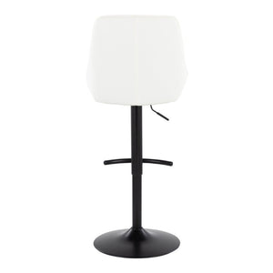 English Elm Contemporary Swivel Barstool Set of 2 White PU Faux Leather Adjustable Metal Frame Black B202S02323