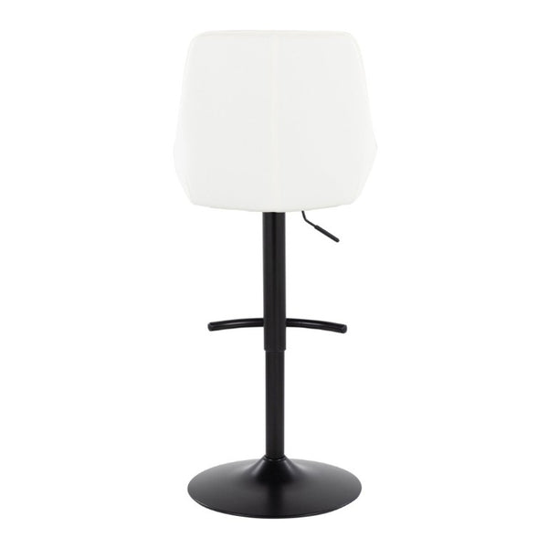 English Elm Contemporary Swivel Barstool Set of 2 White PU Faux Leather Adjustable Metal Frame Black B202S02323