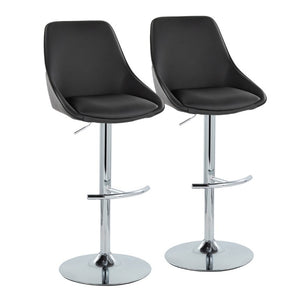 English Elm Contemporary Swivel Barstools with Gold Base and White Faux Leather Set of 2 Black - Chrome Metal B202S02324