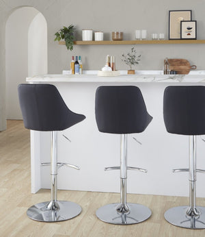 English Elm Contemporary Swivel Barstools with Gold Base and White Faux Leather Set of 2 Black - Chrome Metal B202S02324