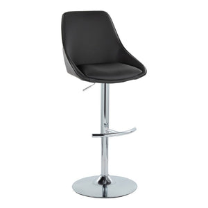 English Elm Contemporary Swivel Barstools with Gold Base and White Faux Leather Set of 2 Black - Chrome Metal B202S02324