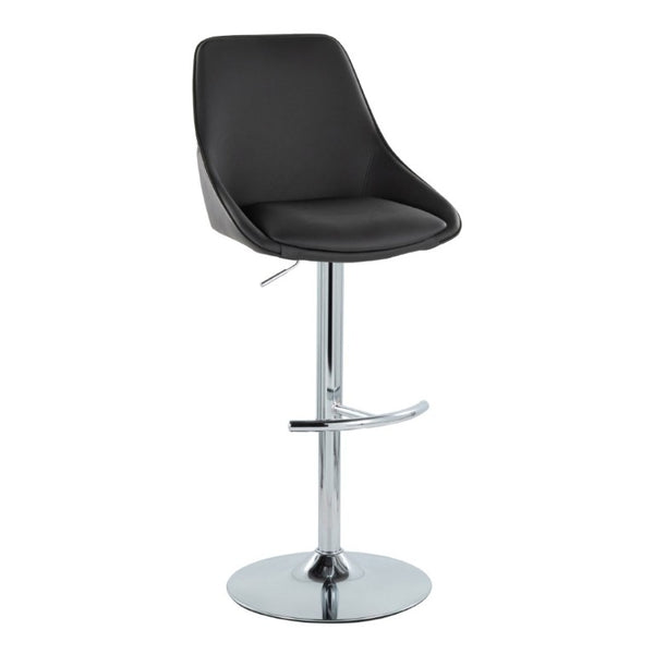 English Elm Contemporary Swivel Barstools with Gold Base and White Faux Leather Set of 2 Black - Chrome Metal B202S02324