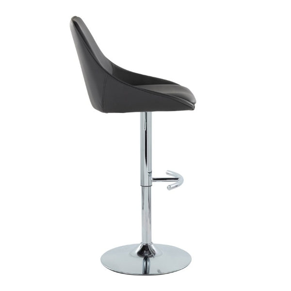 English Elm Contemporary Swivel Barstools with Gold Base and White Faux Leather Set of 2 Black - Chrome Metal B202S02324