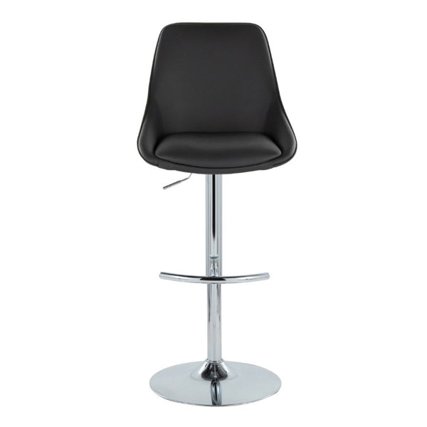 English Elm Contemporary Swivel Barstools with Gold Base and White Faux Leather Set of 2 Black - Chrome Metal B202S02324