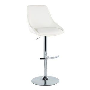 English Elm Contemporary Swivel Barstool Set of 2 White PU Faux Leather Adjustable Metal Frame Chrome B202S02325