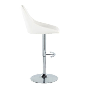 English Elm Contemporary Swivel Barstool Set of 2 White PU Faux Leather Adjustable Metal Frame Chrome B202S02325