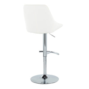 English Elm Contemporary Swivel Barstool Set of 2 White PU Faux Leather Adjustable Metal Frame Chrome B202S02325