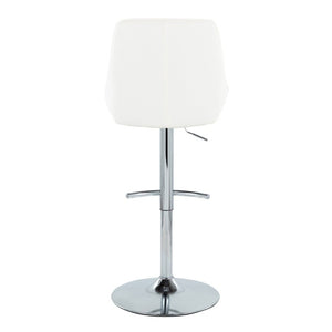 English Elm Contemporary Swivel Barstool Set of 2 White PU Faux Leather Adjustable Metal Frame Chrome B202S02325