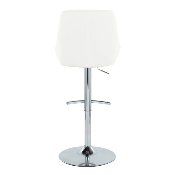 English Elm Contemporary Swivel Barstool Set of 2 White PU Faux Leather Adjustable Metal Frame Chrome B202S02325