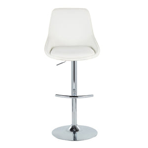 English Elm Contemporary Swivel Barstool Set of 2 White PU Faux Leather Adjustable Metal Frame Chrome B202S02325
