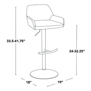 English Elm Contemporary Swivel Barstools Gold Base Black PU Leather Adjustable Height Set of 2 B202S02326