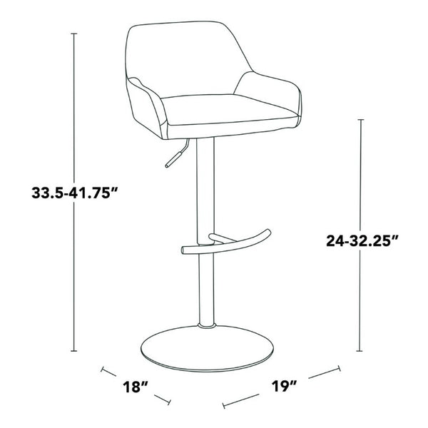 English Elm Contemporary Swivel Barstools Gold Base Black PU Leather Adjustable Height Set of 2 B202S02326