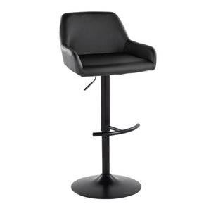 English Elm Contemporary Swivel Barstools PU Leather Matte Metal Industrial Kitchen Set of 2 Black B202S02327