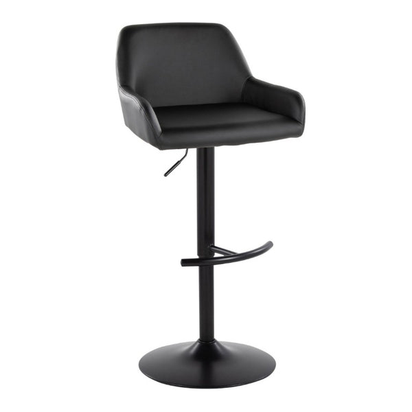 English Elm Contemporary Swivel Barstools PU Leather Matte Metal Industrial Kitchen Set of 2 Black B202S02327