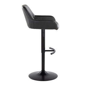 English Elm Contemporary Swivel Barstools PU Leather Matte Metal Industrial Kitchen Set of 2 Black B202S02327