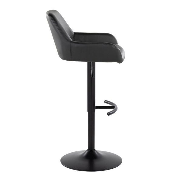English Elm Contemporary Swivel Barstools PU Leather Matte Metal Industrial Kitchen Set of 2 Black B202S02327