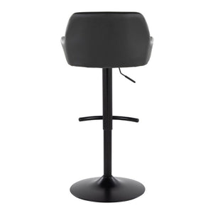 English Elm Contemporary Swivel Barstools PU Leather Matte Metal Industrial Kitchen Set of 2 Black B202S02327