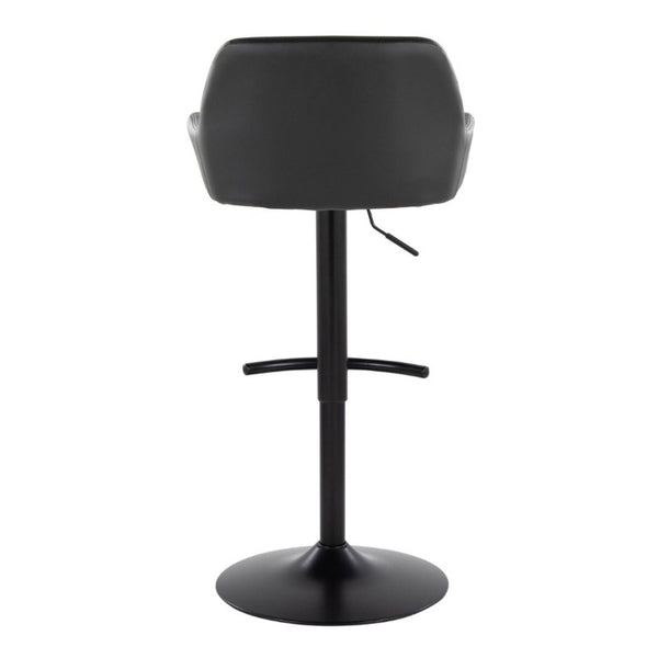 English Elm Contemporary Swivel Barstools PU Leather Matte Metal Industrial Kitchen Set of 2 Black B202S02327