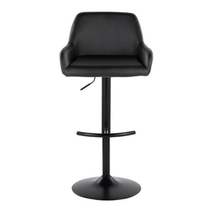 English Elm Contemporary Swivel Barstools PU Leather Matte Metal Industrial Kitchen Set of 2 Black B202S02327