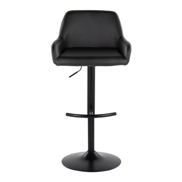 English Elm Contemporary Swivel Barstools PU Leather Matte Metal Industrial Kitchen Set of 2 Black B202S02327