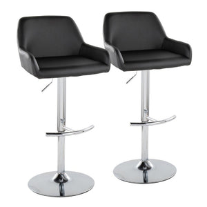 English Elm Contemporary Swivel Barstools PU Leather Matte Metal Industrial Kitchen Set of 2 Chrome B202S02328