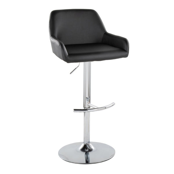 English Elm Contemporary Swivel Barstools PU Leather Matte Metal Industrial Kitchen Set of 2 Chrome B202S02328