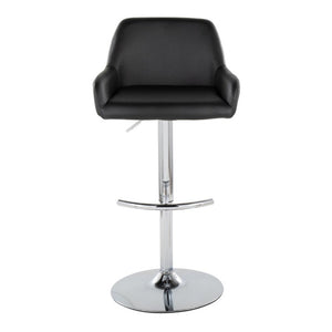 English Elm Contemporary Swivel Barstools PU Leather Matte Metal Industrial Kitchen Set of 2 Chrome B202S02328