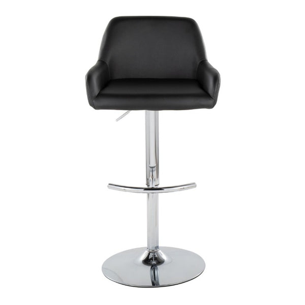English Elm Contemporary Swivel Barstools PU Leather Matte Metal Industrial Kitchen Set of 2 Chrome B202S02328
