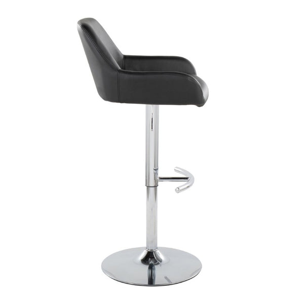 English Elm Contemporary Swivel Barstools PU Leather Matte Metal Industrial Kitchen Set of 2 Chrome B202S02328