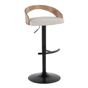 English Elm Adjustable Swivel Barstools Set of 2 with Oat Fabric Seat and Mixed Material Base B202S02330