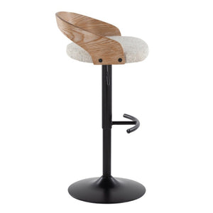 English Elm Adjustable Swivel Barstools Set of 2 with Oat Fabric Seat and Mixed Material Base B202S02330