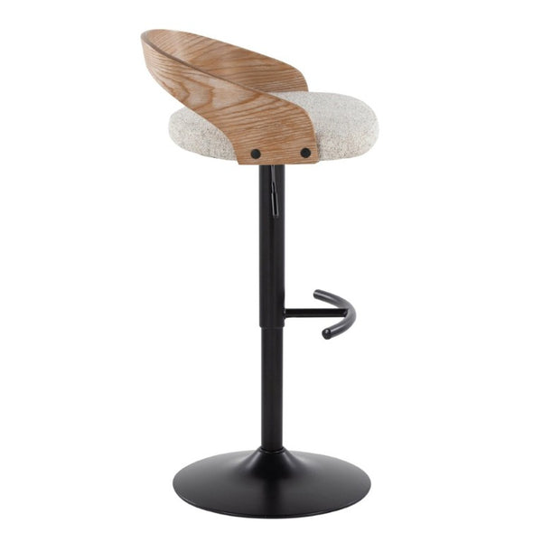 English Elm Adjustable Swivel Barstools Set of 2 with Oat Fabric Seat and Mixed Material Base B202S02330